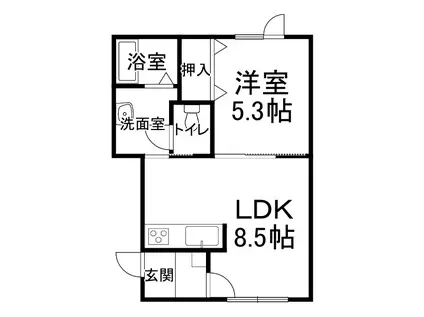 クレスト(1DK/2階)の間取り写真