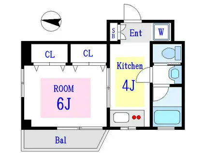 三和駒込(1K/2階)の間取り写真