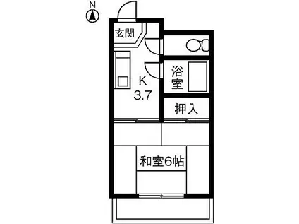 シャンブルブランシュ(1K/2階)の間取り写真