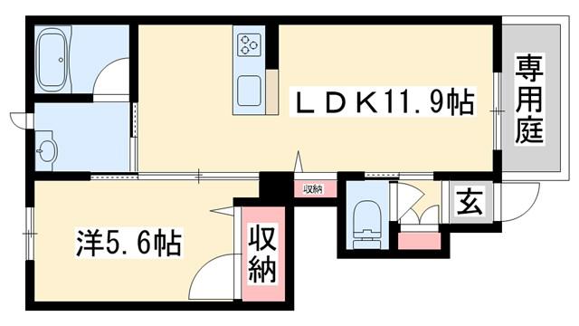 カーサ・アザレア(1LDK/1階)の間取り写真