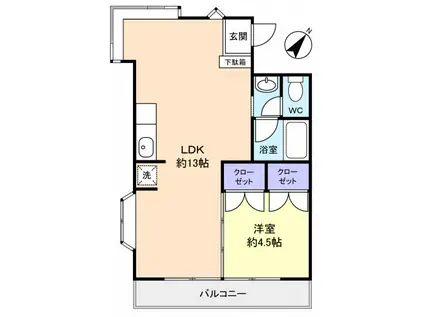 八千代レジデンス(1LDK/3階)の間取り写真