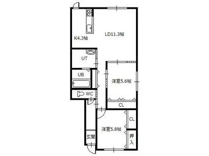 こまちII(2LDK/1階)の間取り写真