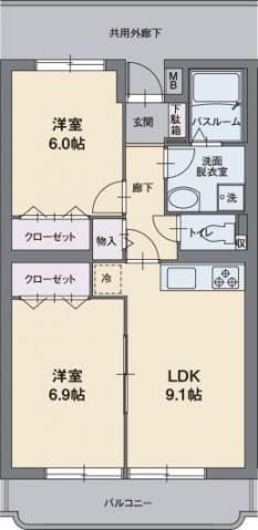 アルストロメリア(2LDK/2階)の間取り写真