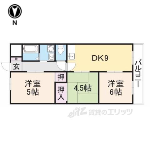 ベステイジ仁和寺(3DK/4階)の間取り写真
