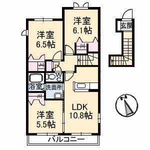 メゾンスリーズK(3LDK/2階)の間取り写真