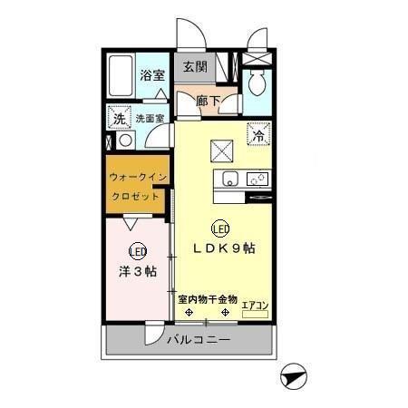 トレビナ中浦和(1LDK/1階)の間取り写真