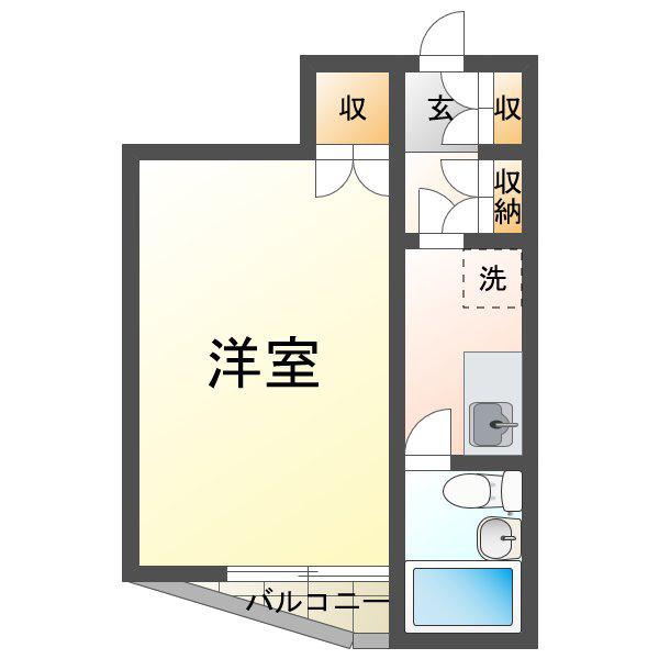 エレガンシア千鳥ヶ丘(ワンルーム/2階)の間取り写真