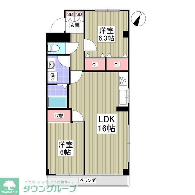 リブレス坂戸関間(2DK/5階)の間取り写真