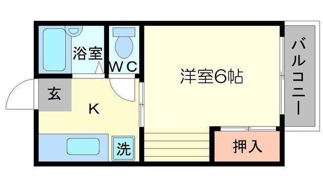ヴィラプレフェールI(1K/1階)の間取り写真