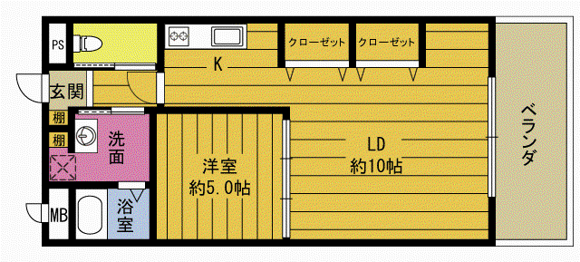 パークテラス元(1LDK/1階)の間取り写真