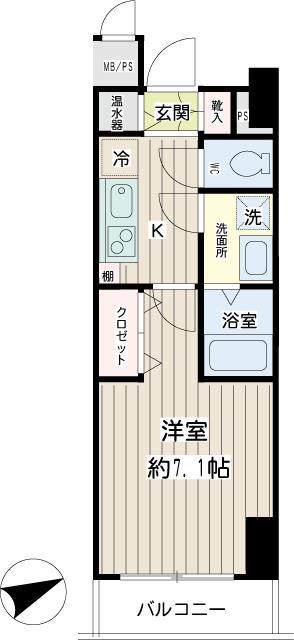 アイボリーコート(1K/7階)の間取り写真
