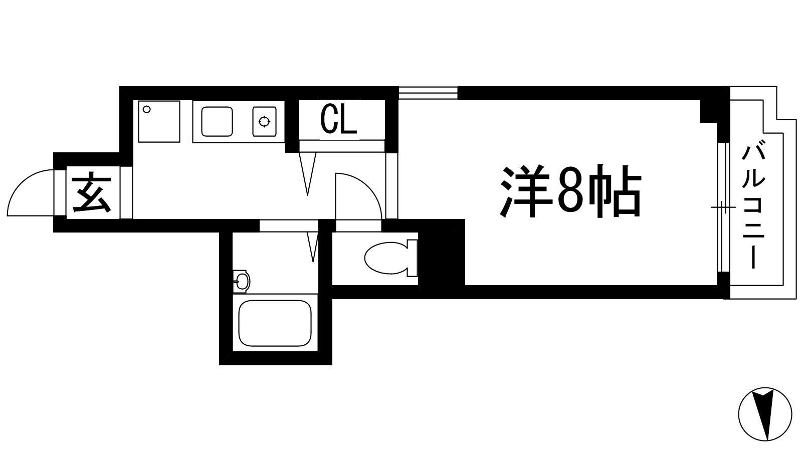 ディアコート川西弐番館(1K/4階)の間取り写真