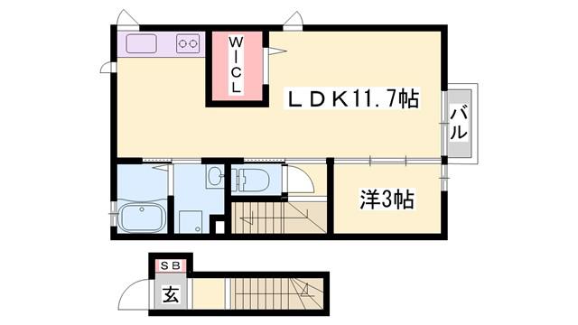 プラムコート(1LDK/2階)の間取り写真