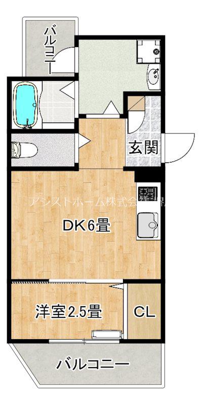 ジーイーディズ(1DK/3階)の間取り写真