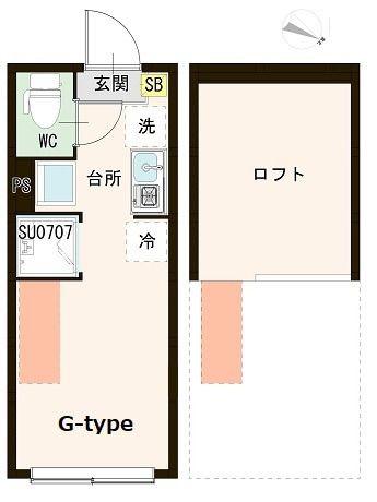 ハーモニーテラス貫井II(ワンルーム/2階)の間取り写真
