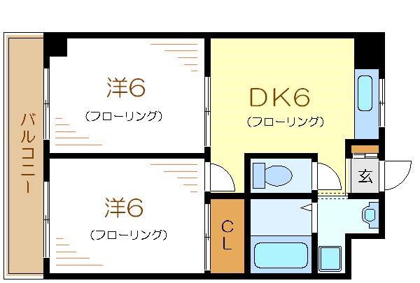 パラシオン上篠崎(2DK/3階)の間取り写真