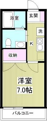 フェリオ相模原(1K/3階)の間取り写真