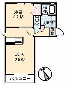 エクセル南桜が丘(1LDK/2階)の間取り写真