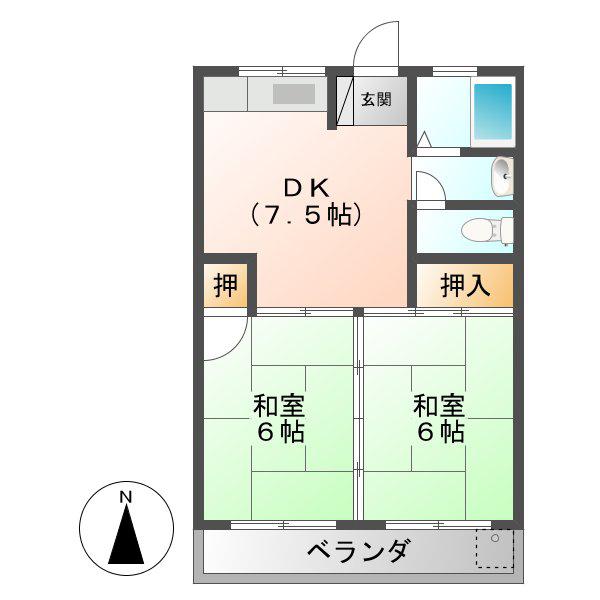 倉知マンション(2DK/3階)の間取り写真