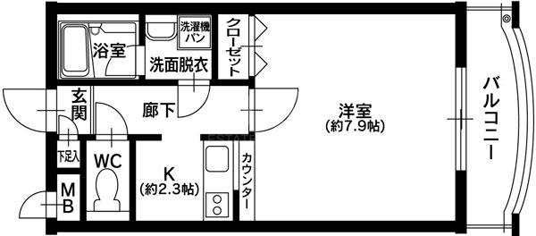 カメリアガーデン(1K/1階)の間取り写真