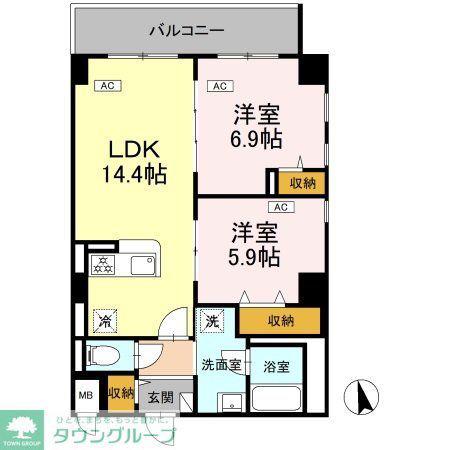 カスタリア西船橋II(2LDK/2階)の間取り写真