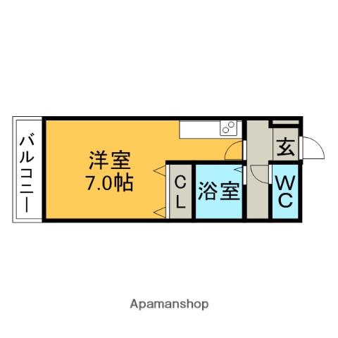 本町ハイツ(ワンルーム/2階)の間取り写真
