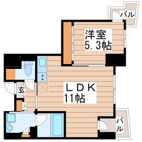 フェリシダ五橋(1LDK/7階)の間取り写真