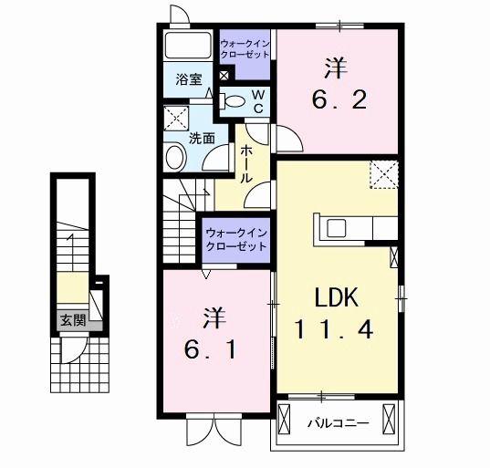 プリティハウス栄(2LDK/2階)の間取り写真