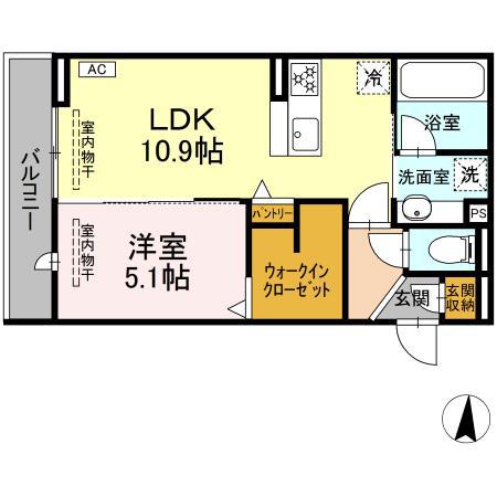 D CREST 若松町(1LDK/2階)の間取り写真