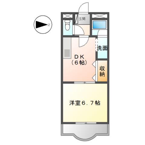 ART錦(1DK/2階)の間取り写真