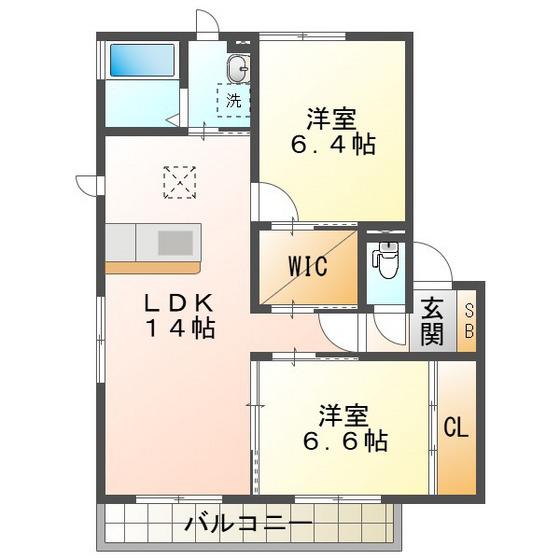 ZEXA雅(2LDK/1階)の間取り写真