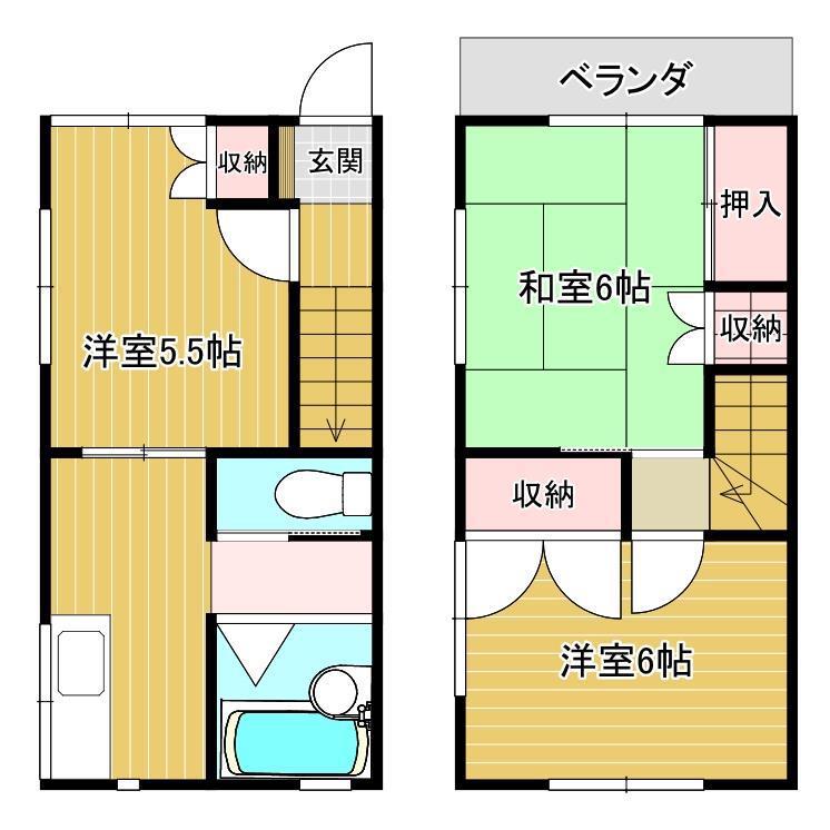宮田コーポB棟(3K/1階)の間取り写真