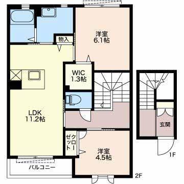 プルメリアC(2LDK/2階)の間取り写真