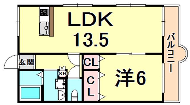 メゾン宮西II(1LDK/1階)の間取り写真
