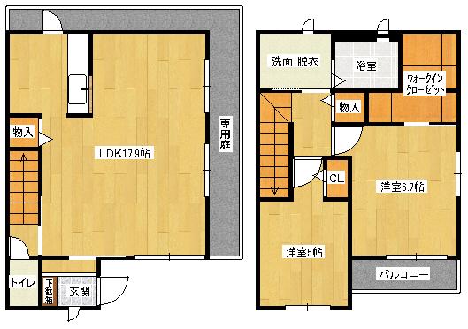 BELL COURT(2LDK/1階)の間取り写真