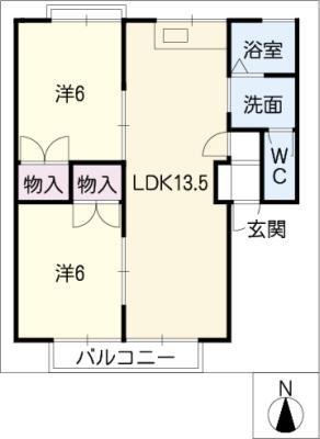 メゾン・ドール C棟(2LDK/1階)の間取り写真