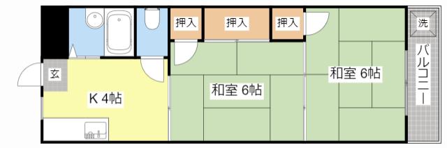 城北コーポII(2K/3階)の間取り写真