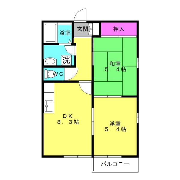 松本駅前ハイツ(2DK/2階)の間取り写真