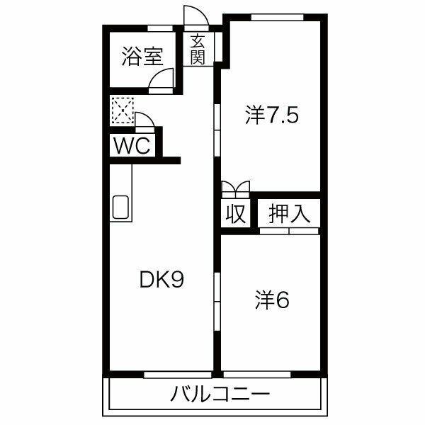 広瀬ビル(2LDK/4階)の間取り写真