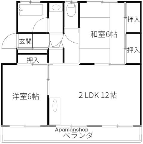 山下ビル(2LDK/4階)の間取り写真