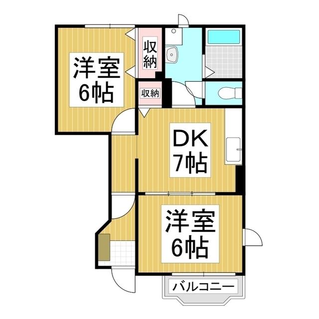 カーサ・みすずA(2DK/1階)の間取り写真