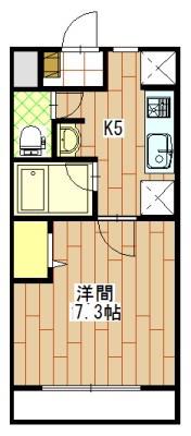 ドミール江西(1K/2階)の間取り写真