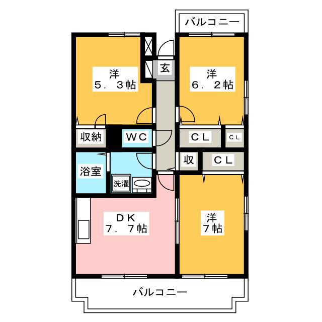 フォンテーヌ並木II(3DK/4階)の間取り写真