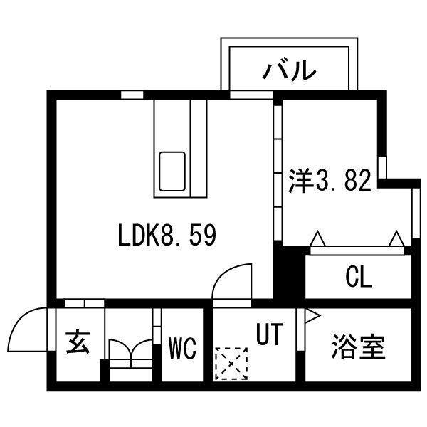 ALIVIA神沢(1LDK/1階)の間取り写真