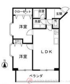 ビラ小松(2LDK/1階)の間取り写真