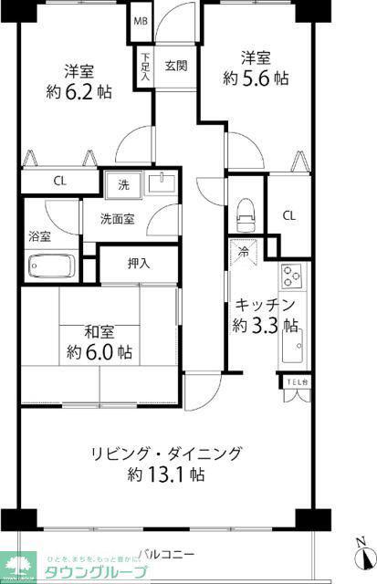 TS GARDEN横浜岸根公園(3LDK/1階)の間取り写真
