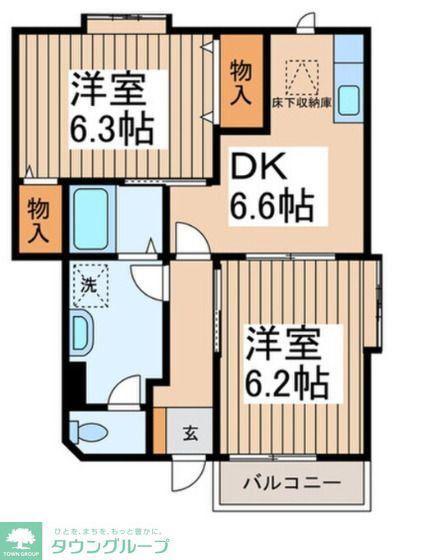 エトワール弐番館(2DK/2階)の間取り写真