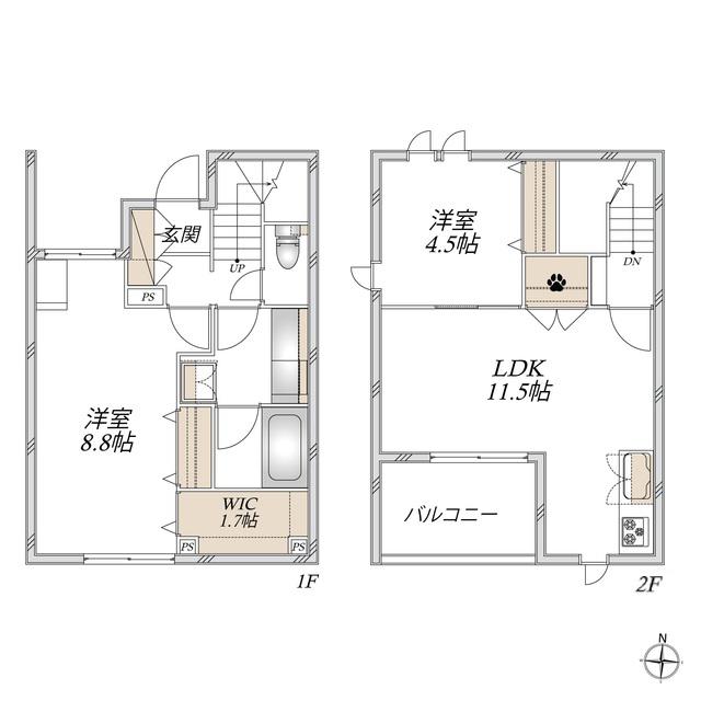 GLUCK HAUS(2LDK/1階)の間取り写真