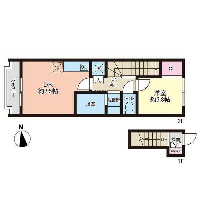 STAR RICH COURTスターリッチコート(1DK/2階)の間取り写真