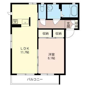 グリーンシャトレ(1LDK/1階)の間取り写真